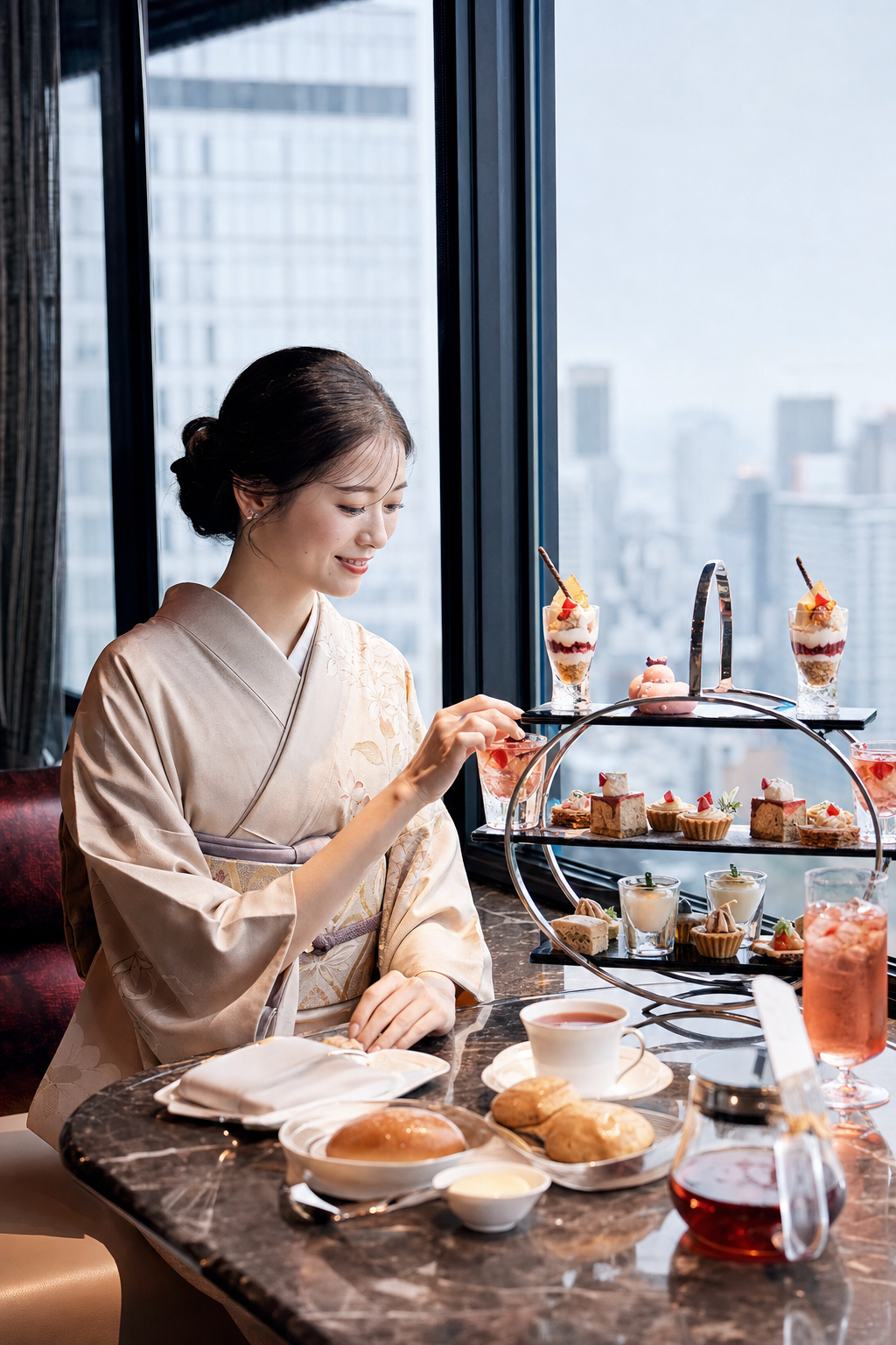 夏空の桃色に染まる窓辺で
紅茶とともに堪能する甘美な午後